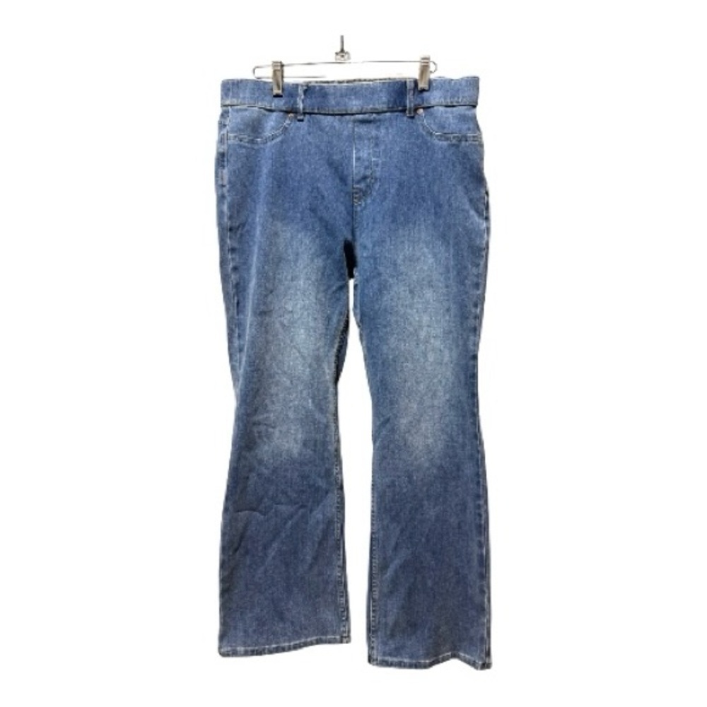 Soft Surroundings Petite Pull On Jeans PL Stretch Denim Slight Flare